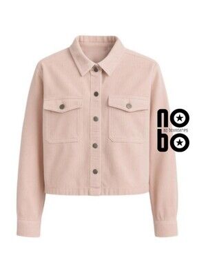 Cotton Corduroy Jean Jacket Pink & Cropped Oversized Cropped XXL/XXXL by Nobo
